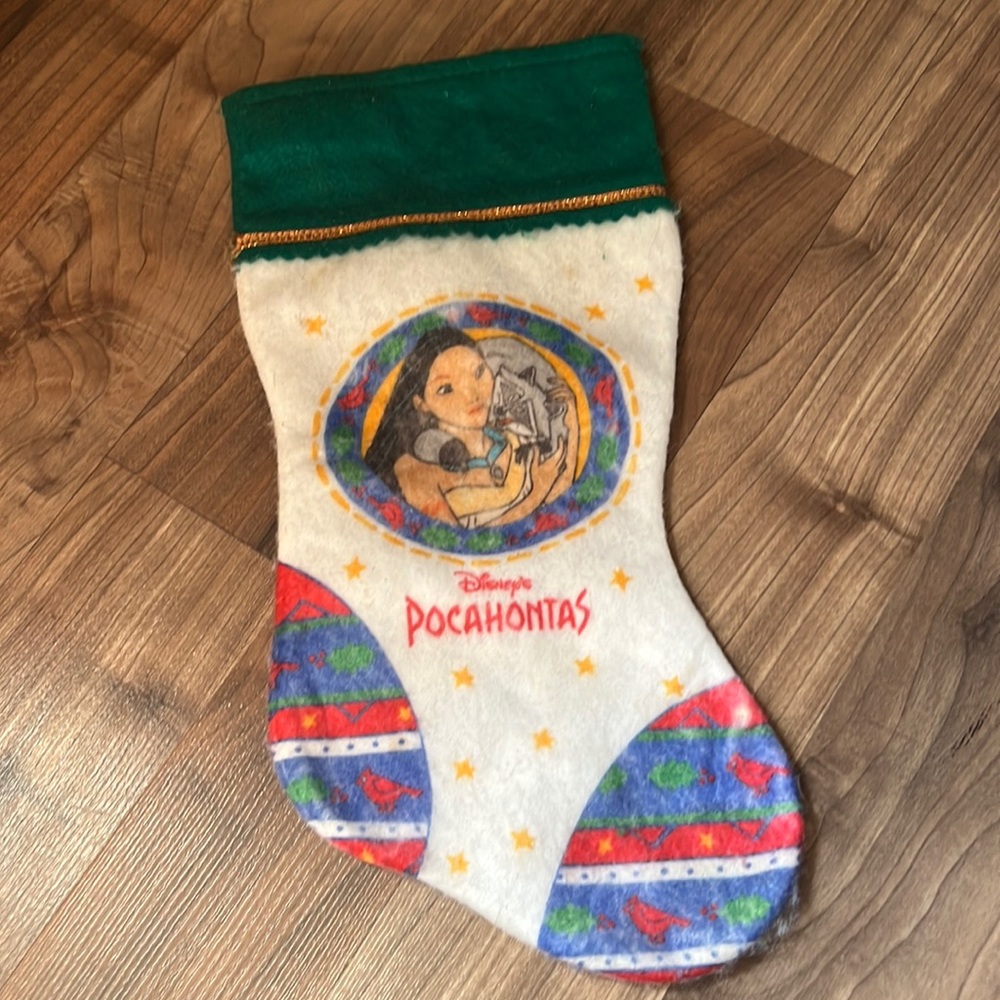 Vintage Pocahontas and Miko Felt Christmas Stocking